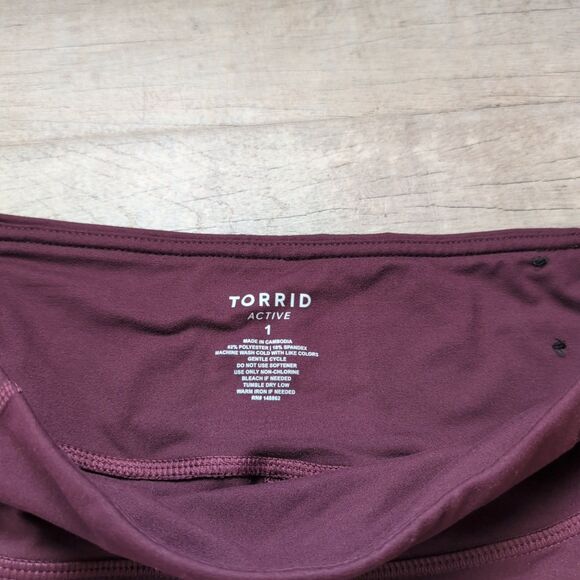 Torrid Pants Womens 1X Burgundy Purple Leggings Rayon Nylon Blend Stretch - Picture 6 of 7